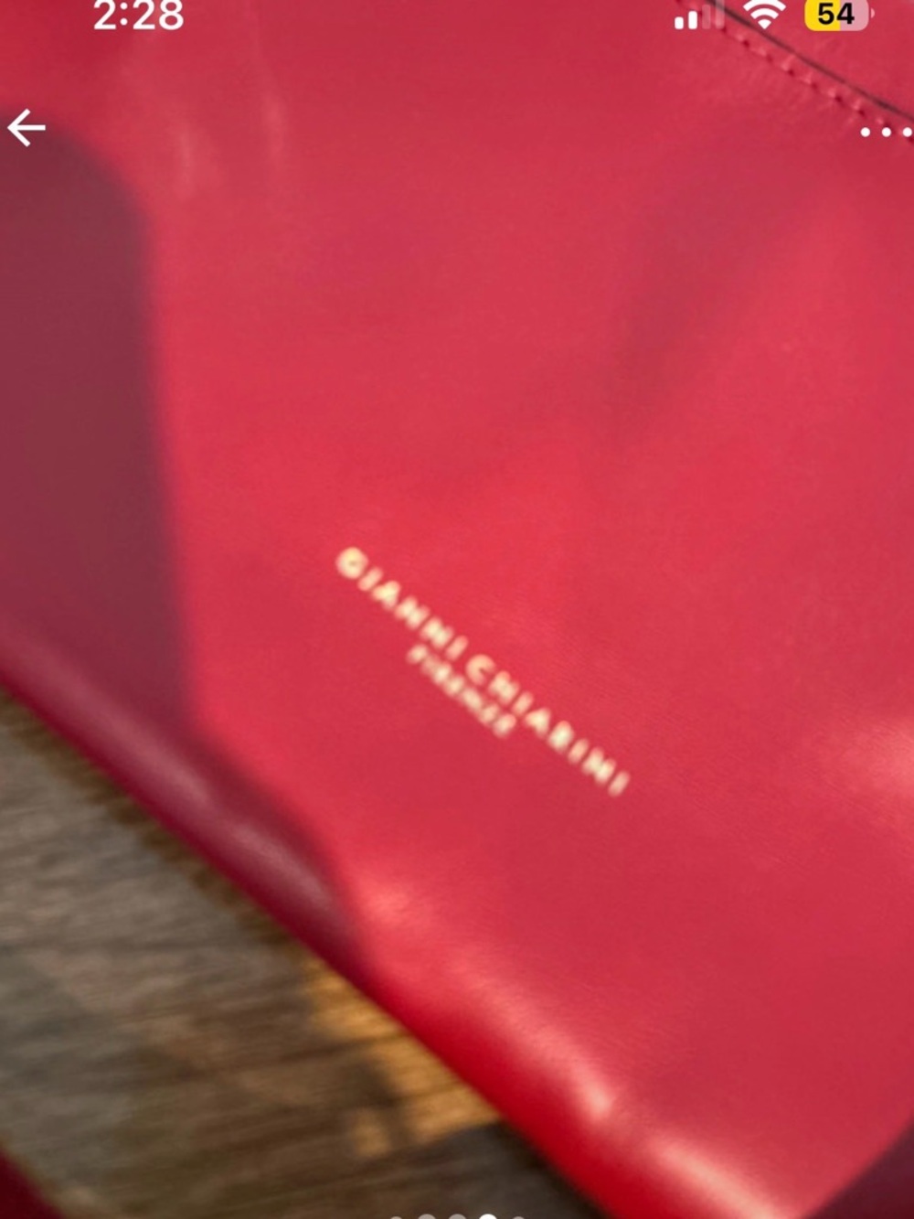 Classic Fold-Over Red Leather Clutch with Slim Strap - Picture 3 of 4